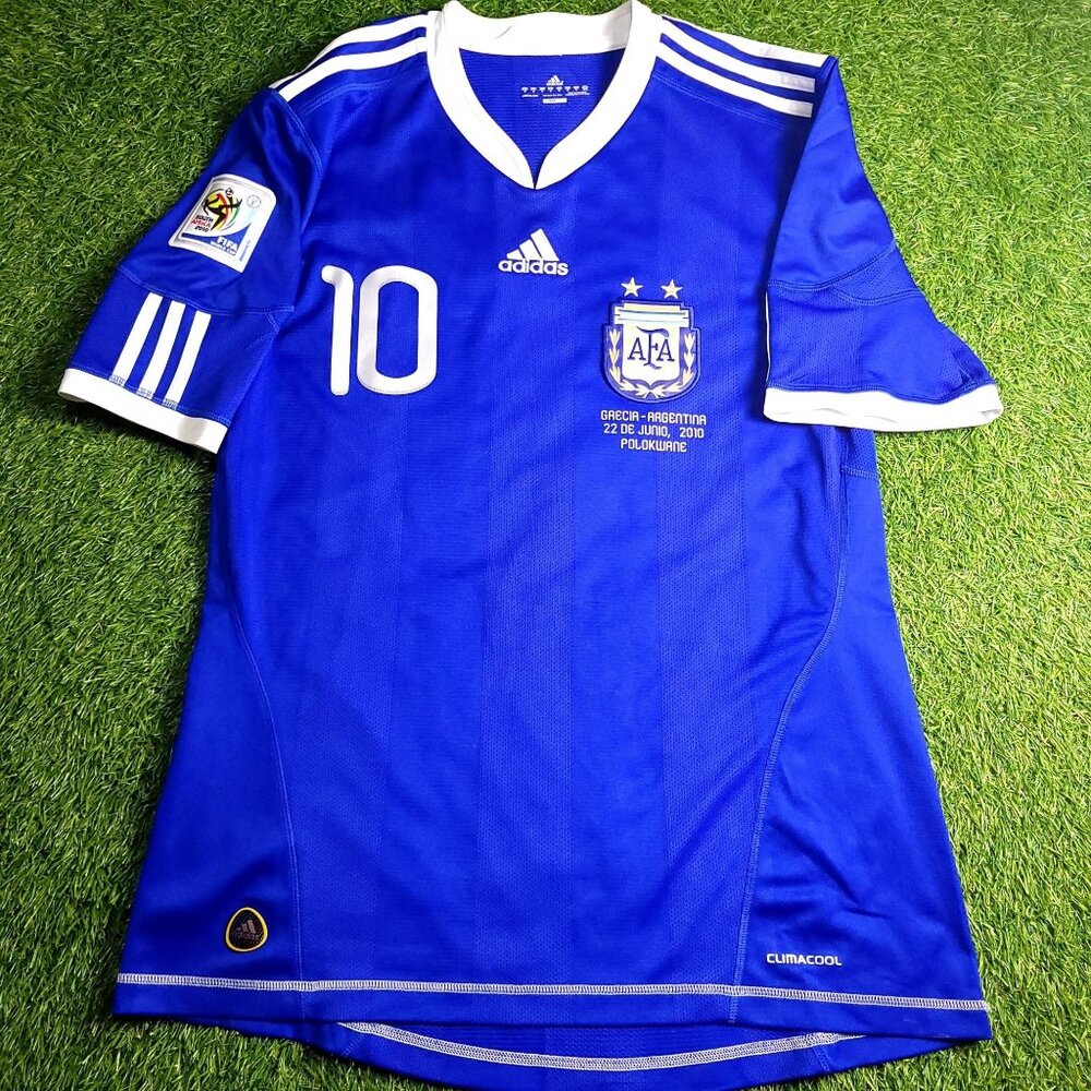 Messi Argentina 2010 WORLD CUP Away Soccer Jersey M SKU# P47053 AZB001